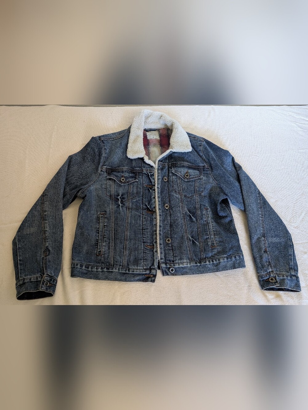 Grace Plaid Flannel Lined Jacket with Cream Sherpa
